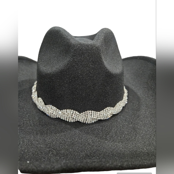 Cowgirl Hat Black with Rhinestone Details - Picture 7 of 8
